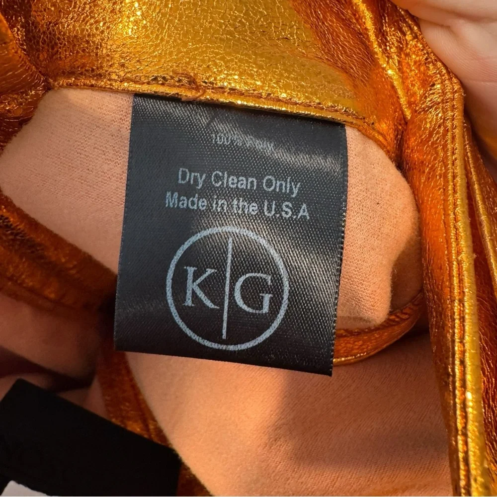 Kimberly Goldson Lizzie Metallic‎ Faux Leather Shorts Copper 0 Orange